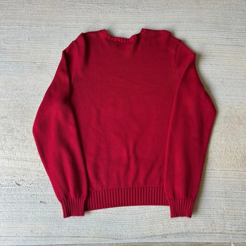 Vintage 2000s Polo Ralph Lauren Mens XL Red Cotton Crewneck Knit Sweater